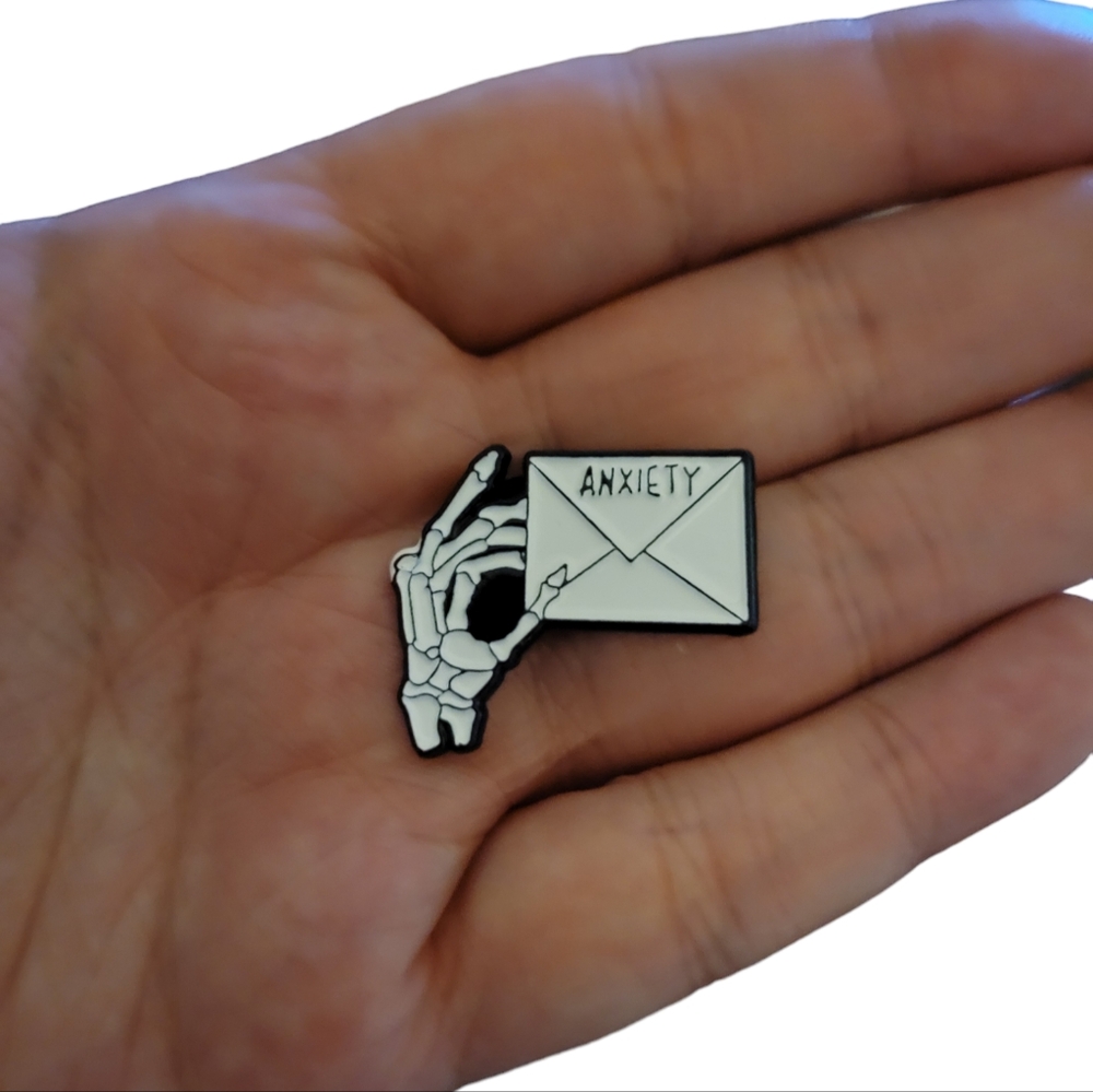 Anxiety enamel pin